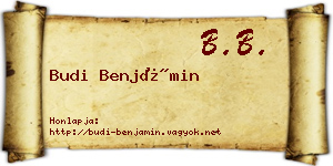 Budi Benjámin névjegykártya