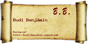 Budi Benjámin névjegykártya
